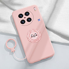 Custodia Silicone Ultra Sottile Morbida Cover con Magnetico Anello Supporto S02 per Vivo X90 5G Rosa