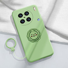 Custodia Silicone Ultra Sottile Morbida Cover con Magnetico Anello Supporto S02 per Vivo X90 5G Verde