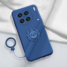 Custodia Silicone Ultra Sottile Morbida Cover con Magnetico Anello Supporto S02 per Vivo X90 Pro 5G Blu