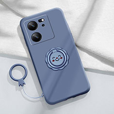 Custodia Silicone Ultra Sottile Morbida Cover con Magnetico Anello Supporto S02 per Xiaomi Mi 13T 5G Grigio Lavanda