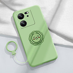 Custodia Silicone Ultra Sottile Morbida Cover con Magnetico Anello Supporto S02 per Xiaomi Mi 13T 5G Verde