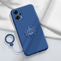 Custodia Silicone Ultra Sottile Morbida Cover con Magnetico Anello Supporto S02 per Xiaomi Poco F5 5G Blu