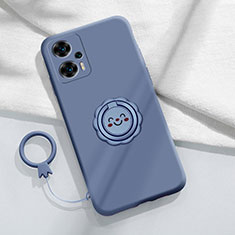 Custodia Silicone Ultra Sottile Morbida Cover con Magnetico Anello Supporto S02 per Xiaomi Poco F5 5G Grigio Lavanda