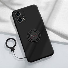 Custodia Silicone Ultra Sottile Morbida Cover con Magnetico Anello Supporto S02 per Xiaomi Poco F5 5G Nero