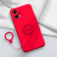 Custodia Silicone Ultra Sottile Morbida Cover con Magnetico Anello Supporto S02 per Xiaomi Poco F5 5G Rosso