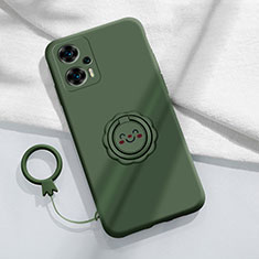 Custodia Silicone Ultra Sottile Morbida Cover con Magnetico Anello Supporto S02 per Xiaomi Poco F5 5G Verde Notte