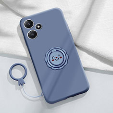 Custodia Silicone Ultra Sottile Morbida Cover con Magnetico Anello Supporto S02 per Xiaomi Poco M6 Pro 5G Grigio Lavanda