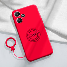 Custodia Silicone Ultra Sottile Morbida Cover con Magnetico Anello Supporto S02 per Xiaomi Redmi 12 5G Rosso