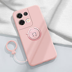 Custodia Silicone Ultra Sottile Morbida Cover con Magnetico Anello Supporto S02 per Xiaomi Redmi Note 13 5G Rosa