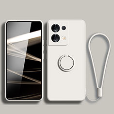 Custodia Silicone Ultra Sottile Morbida Cover con Magnetico Anello Supporto S03 per Xiaomi Redmi Note 13 5G Bianco