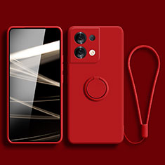 Custodia Silicone Ultra Sottile Morbida Cover con Magnetico Anello Supporto S03 per Xiaomi Redmi Note 13 5G Rosso