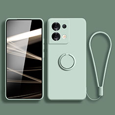 Custodia Silicone Ultra Sottile Morbida Cover con Magnetico Anello Supporto S03 per Xiaomi Redmi Note 13 5G Verde Pastello