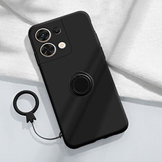 Custodia Silicone Ultra Sottile Morbida Cover con Magnetico Anello Supporto S04 per Xiaomi Redmi Note 13 5G Nero