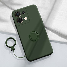 Custodia Silicone Ultra Sottile Morbida Cover con Magnetico Anello Supporto S04 per Xiaomi Redmi Note 13 5G Verde Notte