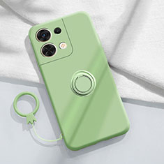 Custodia Silicone Ultra Sottile Morbida Cover con Magnetico Anello Supporto S04 per Xiaomi Redmi Note 13 5G Verde Pastello