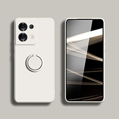 Custodia Silicone Ultra Sottile Morbida Cover con Magnetico Anello Supporto S05 per Xiaomi Redmi Note 13 5G Bianco