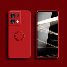 Custodia Silicone Ultra Sottile Morbida Cover con Magnetico Anello Supporto S05 per Xiaomi Redmi Note 13 5G Rosso