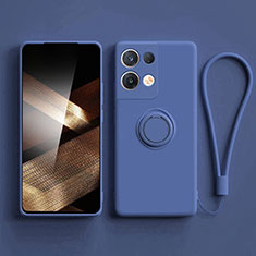 Custodia Silicone Ultra Sottile Morbida Cover con Magnetico Anello Supporto S06 per Xiaomi Redmi Note 13 5G Blu