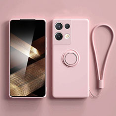 Custodia Silicone Ultra Sottile Morbida Cover con Magnetico Anello Supporto S06 per Xiaomi Redmi Note 13 5G Rosa