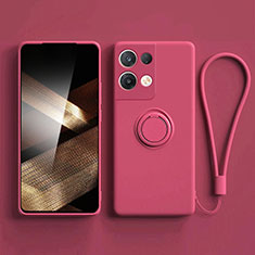 Custodia Silicone Ultra Sottile Morbida Cover con Magnetico Anello Supporto S06 per Xiaomi Redmi Note 13 5G Rosa Caldo