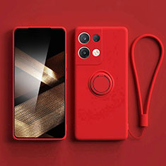 Custodia Silicone Ultra Sottile Morbida Cover con Magnetico Anello Supporto S06 per Xiaomi Redmi Note 13 5G Rosso