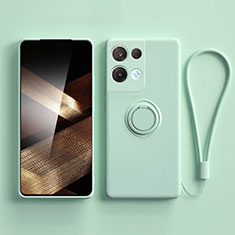 Custodia Silicone Ultra Sottile Morbida Cover con Magnetico Anello Supporto S06 per Xiaomi Redmi Note 13 5G Verde Pastello