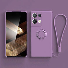 Custodia Silicone Ultra Sottile Morbida Cover con Magnetico Anello Supporto S06 per Xiaomi Redmi Note 13 5G Viola