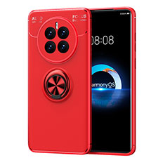 Custodia Silicone Ultra Sottile Morbida Cover con Magnetico Anello Supporto SD1 per Huawei Mate 50 Rosso