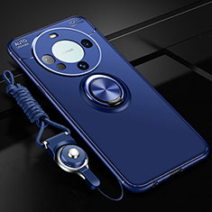 Custodia Silicone Ultra Sottile Morbida Cover con Magnetico Anello Supporto SD1 per Huawei Mate 60 Blu