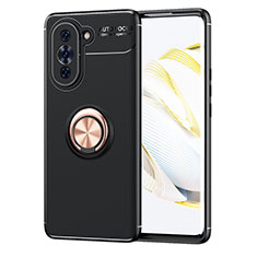 Custodia Silicone Ultra Sottile Morbida Cover con Magnetico Anello Supporto SD1 per Huawei Nova 10 Pro Oro e Nero