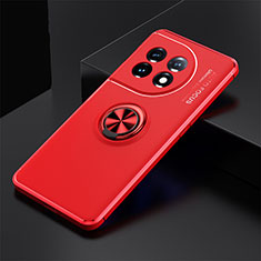 Custodia Silicone Ultra Sottile Morbida Cover con Magnetico Anello Supporto SD1 per OnePlus 11 5G Rosso