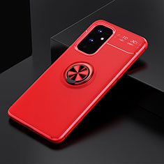 Custodia Silicone Ultra Sottile Morbida Cover con Magnetico Anello Supporto SD1 per OnePlus 9 5G Rosso