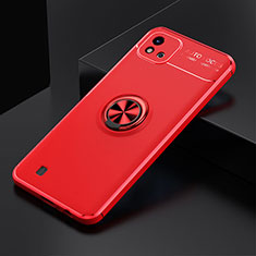 Custodia Silicone Ultra Sottile Morbida Cover con Magnetico Anello Supporto SD1 per Realme C20A Rosso
