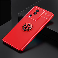 Custodia Silicone Ultra Sottile Morbida Cover con Magnetico Anello Supporto SD1 per Vivo iQOO Neo7 SE Rosso