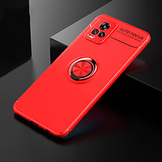 Custodia Silicone Ultra Sottile Morbida Cover con Magnetico Anello Supporto SD1 per Vivo V20 (2021) Rosso