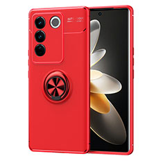 Custodia Silicone Ultra Sottile Morbida Cover con Magnetico Anello Supporto SD1 per Vivo V27 Pro 5G Rosso