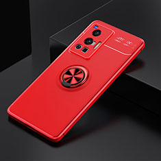 Custodia Silicone Ultra Sottile Morbida Cover con Magnetico Anello Supporto SD1 per Vivo X70 Pro 5G Rosso