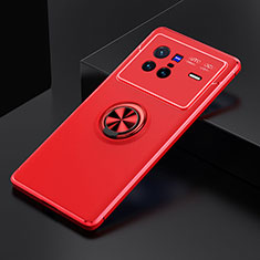 Custodia Silicone Ultra Sottile Morbida Cover con Magnetico Anello Supporto SD1 per Vivo X80 5G Rosso