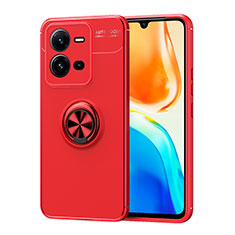 Custodia Silicone Ultra Sottile Morbida Cover con Magnetico Anello Supporto SD1 per Vivo X80 Lite 5G Rosso