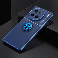 Custodia Silicone Ultra Sottile Morbida Cover con Magnetico Anello Supporto SD1 per Vivo X90 Pro 5G Blu