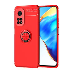 Custodia Silicone Ultra Sottile Morbida Cover con Magnetico Anello Supporto SD1 per Xiaomi Mi 10T 5G Rosso