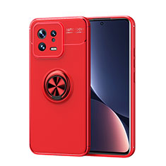 Custodia Silicone Ultra Sottile Morbida Cover con Magnetico Anello Supporto SD1 per Xiaomi Mi 13 5G Rosso