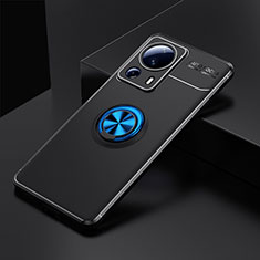 Custodia Silicone Ultra Sottile Morbida Cover con Magnetico Anello Supporto SD1 per Xiaomi Mi 13 Lite 5G Blu e Nero