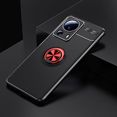 Custodia Silicone Ultra Sottile Morbida Cover con Magnetico Anello Supporto SD1 per Xiaomi Mi 13 Lite 5G Rosso e Nero
