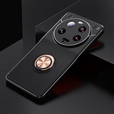 Custodia Silicone Ultra Sottile Morbida Cover con Magnetico Anello Supporto SD1 per Xiaomi Mi 13 Ultra 5G Oro e Nero