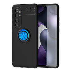 Custodia Silicone Ultra Sottile Morbida Cover con Magnetico Anello Supporto SD1 per Xiaomi Mi Note 10 Lite Blu e Nero