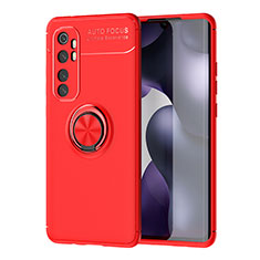 Custodia Silicone Ultra Sottile Morbida Cover con Magnetico Anello Supporto SD1 per Xiaomi Mi Note 10 Lite Rosso
