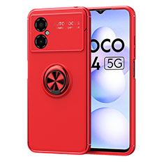 Custodia Silicone Ultra Sottile Morbida Cover con Magnetico Anello Supporto SD1 per Xiaomi Poco M4 5G Rosso