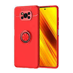 Custodia Silicone Ultra Sottile Morbida Cover con Magnetico Anello Supporto SD1 per Xiaomi Poco X3 Rosso