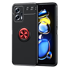 Custodia Silicone Ultra Sottile Morbida Cover con Magnetico Anello Supporto SD1 per Xiaomi Poco X4 GT 5G Rosso e Nero
